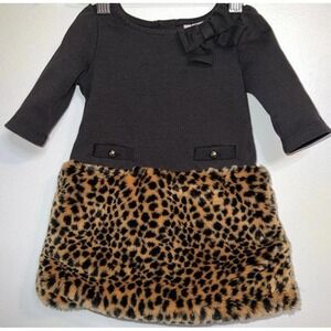 Janie and Jack Black Sherpa Cheetah Dress Size‎ 6 to 12 Months